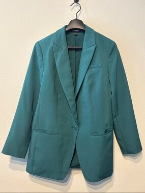 Express Emerald Single-Button Boyfriend Blazer